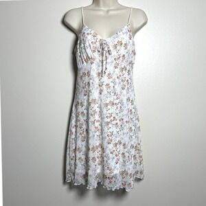 No Comment Womens Floral Mesh Mini Dress M White Lavender Red Y2K Babydoll